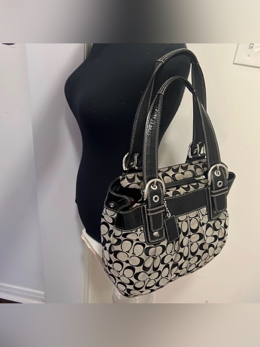 Vintage Coach Soho Signature Canvas Shoulder Jacquard Tote